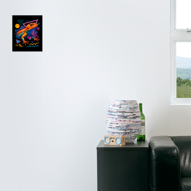 Retro Neon Side Blotched Lizard by Reptiq's Store